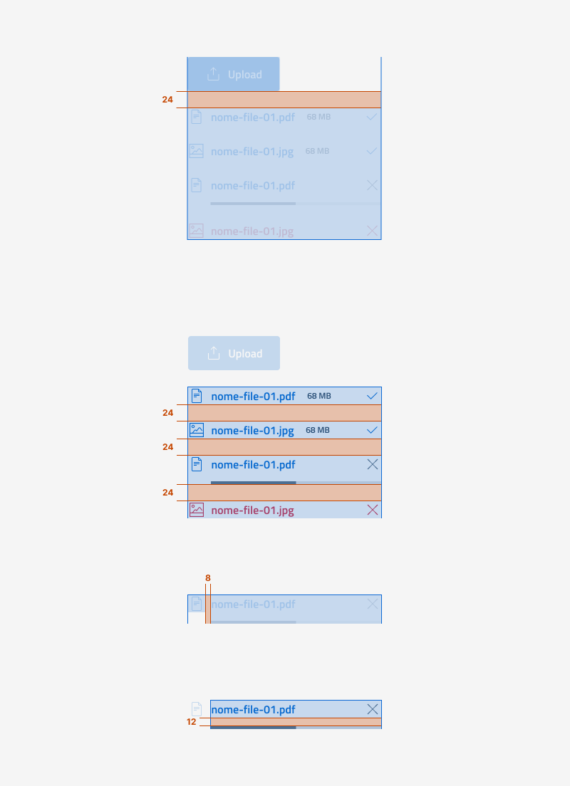 Specifiche di design di upload variante lista